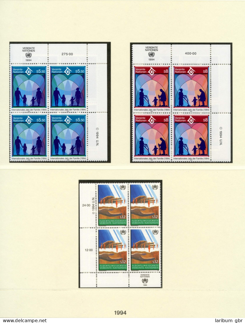 UNO Wien Jahrgang 1994 Postfrisch 4er Blöcke Auf Lindner Vordruck #HL044 - Sonstige & Ohne Zuordnung