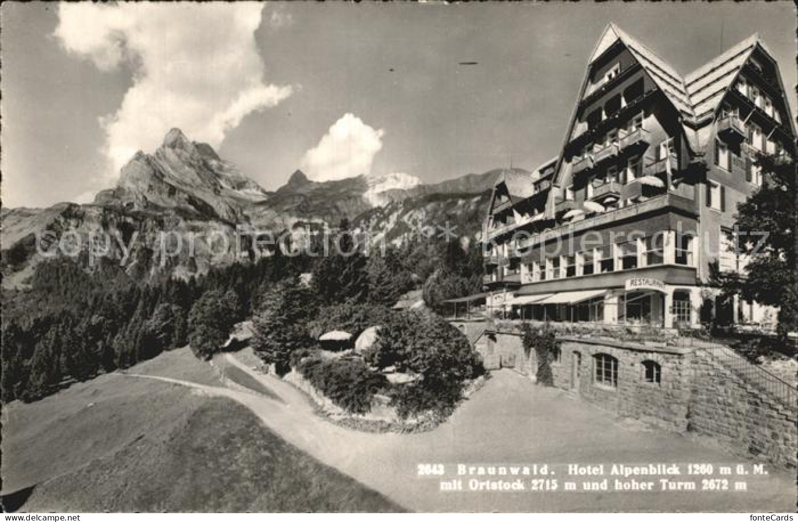 12586996 Braunwald GL Hotel Alpenblick Ortstock Turm Braunwald - Sonstige & Ohne Zuordnung