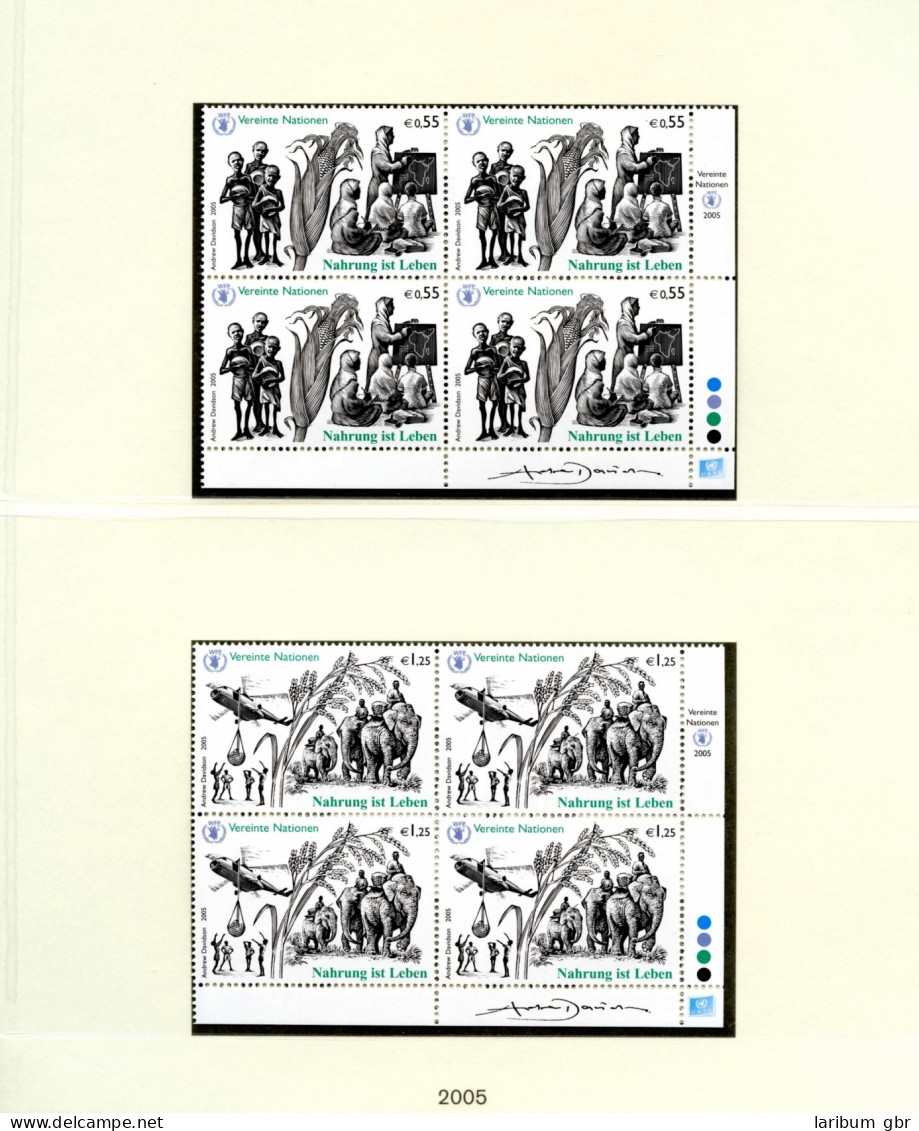 UNO Wien Jahrgang 2005 Postfrisch 4er Blöcke Auf Lindner Vordruck #HL051 - Sonstige & Ohne Zuordnung
