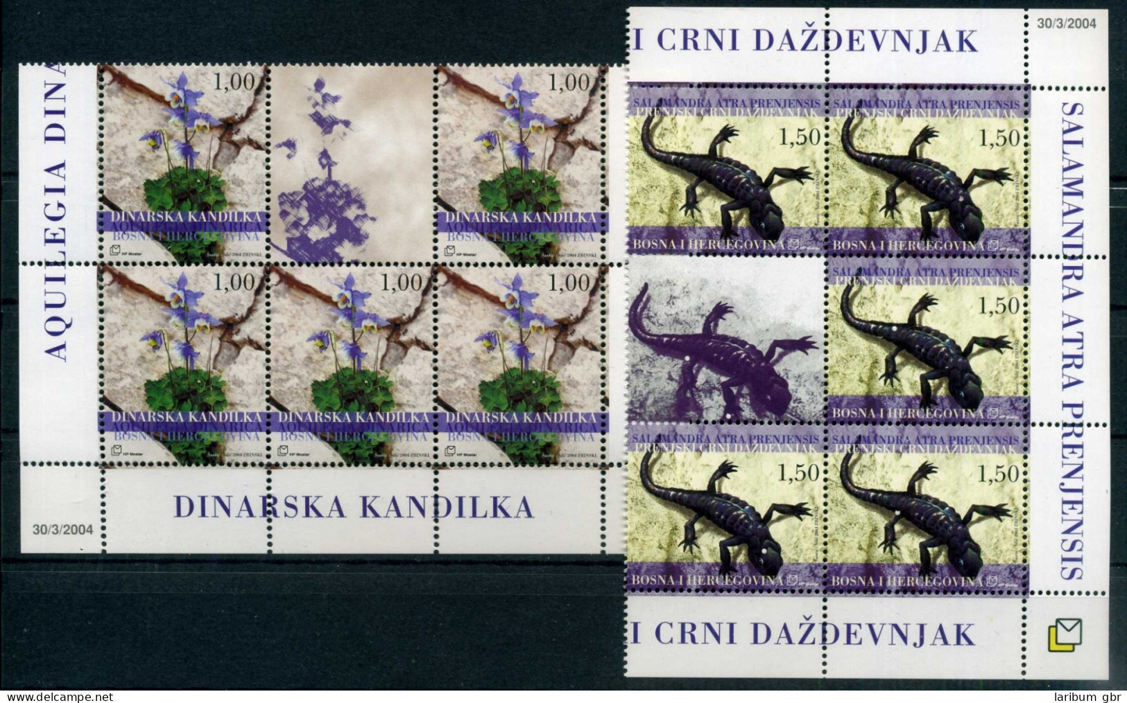 Bosnien Und Herzegowina 127-128 Postfrisch Blumen 5er Bogenteile #IF382 - Bosnia And Herzegovina