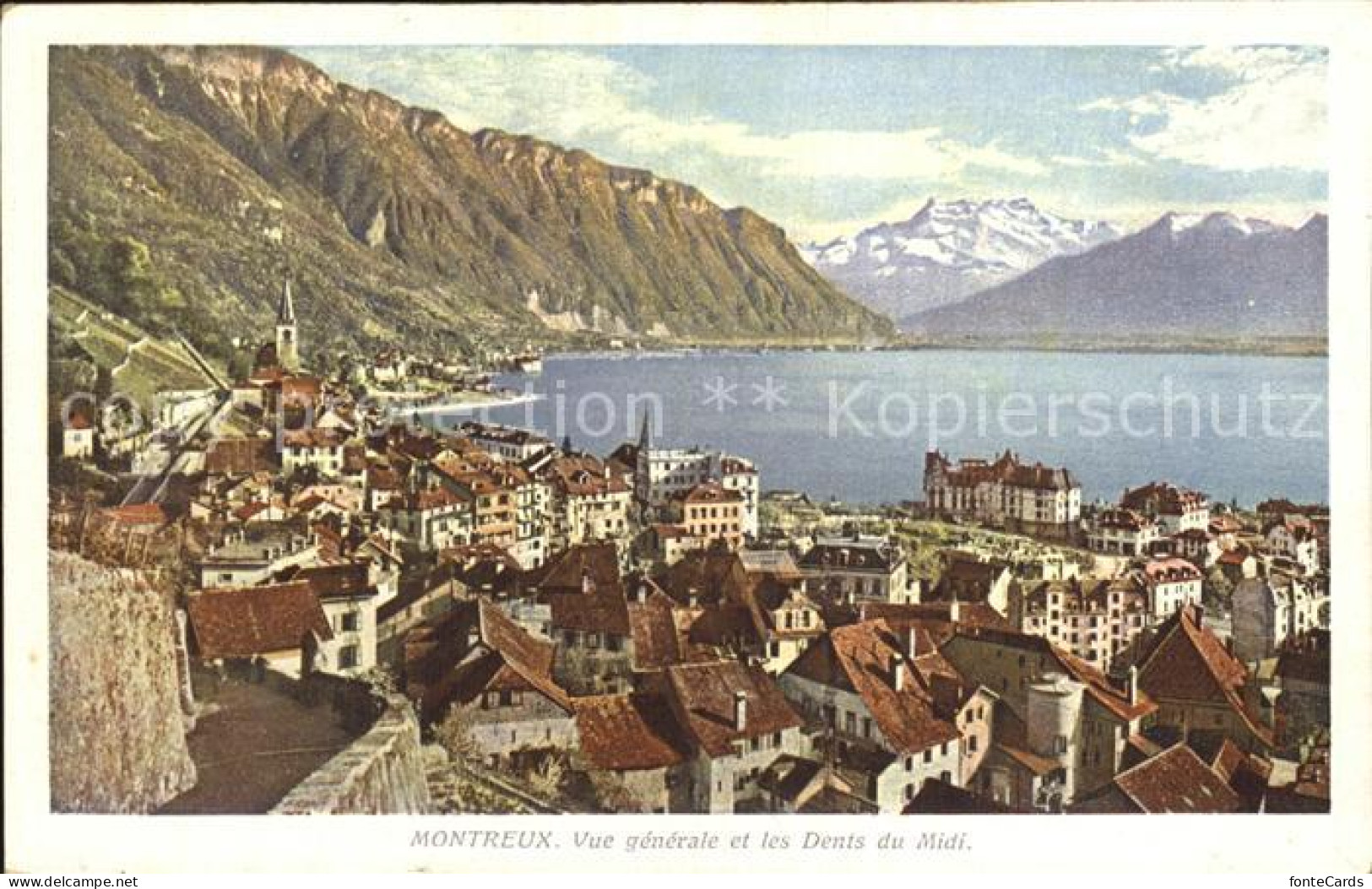 12586436 Montreux VD Panorama Lac Leman Et Les Dents Du Midi Genfersee Alpen Mon - Andere & Zonder Classificatie