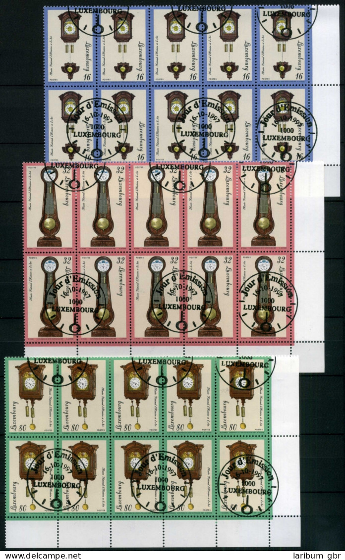 Luxemburg 10er Bogenteile 1426-1428 Gestempelt Uhren #IV269 - Autres & Non Classés