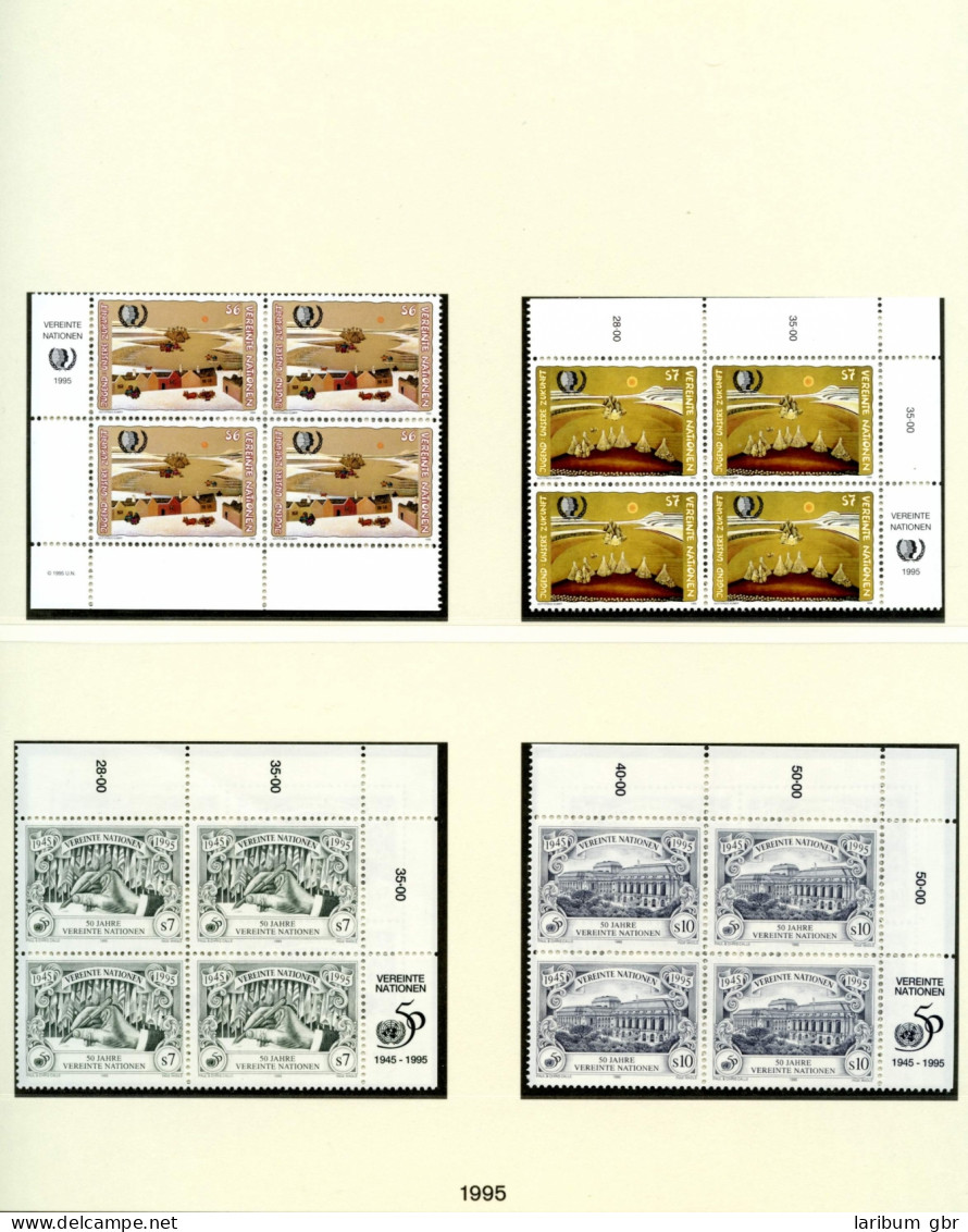 UNO Wien Jahrgang 1995 Postfrisch 4er Blöcke Auf Lindner Vordruck #HL045 - Sonstige & Ohne Zuordnung