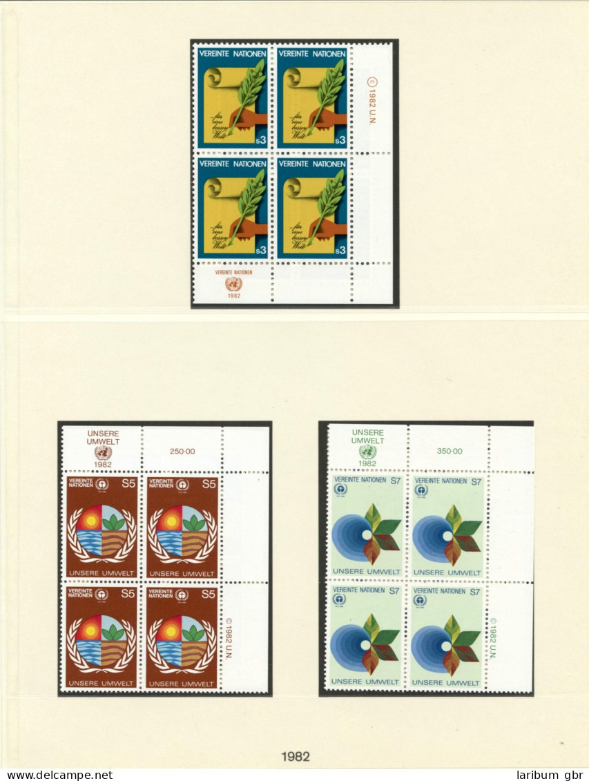 UNO Wien Jahrgang 1982-84 Postfrisch 4er Blöcke Auf Lindner Vordruck #HL039 - Andere & Zonder Classificatie