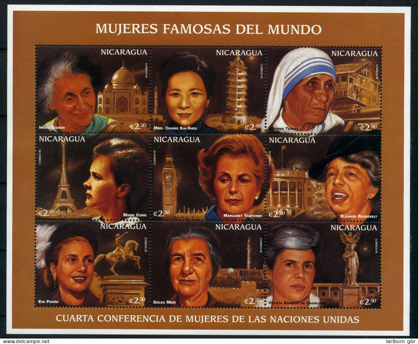 Nicaragua Kleinbogen 3742-3750 Postfrisch Berühmte Frauen #IN238 - Nicaragua