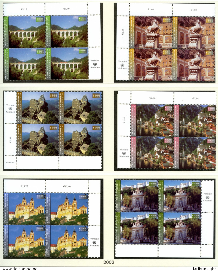 UNO Wien Jahrgang 2002 Postfrisch 4er Blöcke Auf Lindner Vordruck #HL049 - Autres & Non Classés