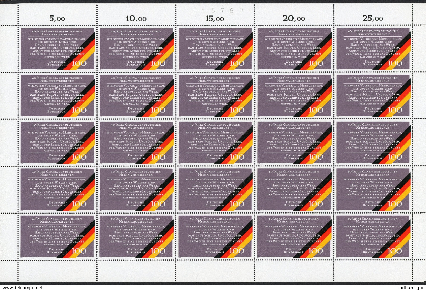 Bund 25er Bogen 1470 Postfrisch Bogenzählnummer #KA072 - Altri & Non Classificati