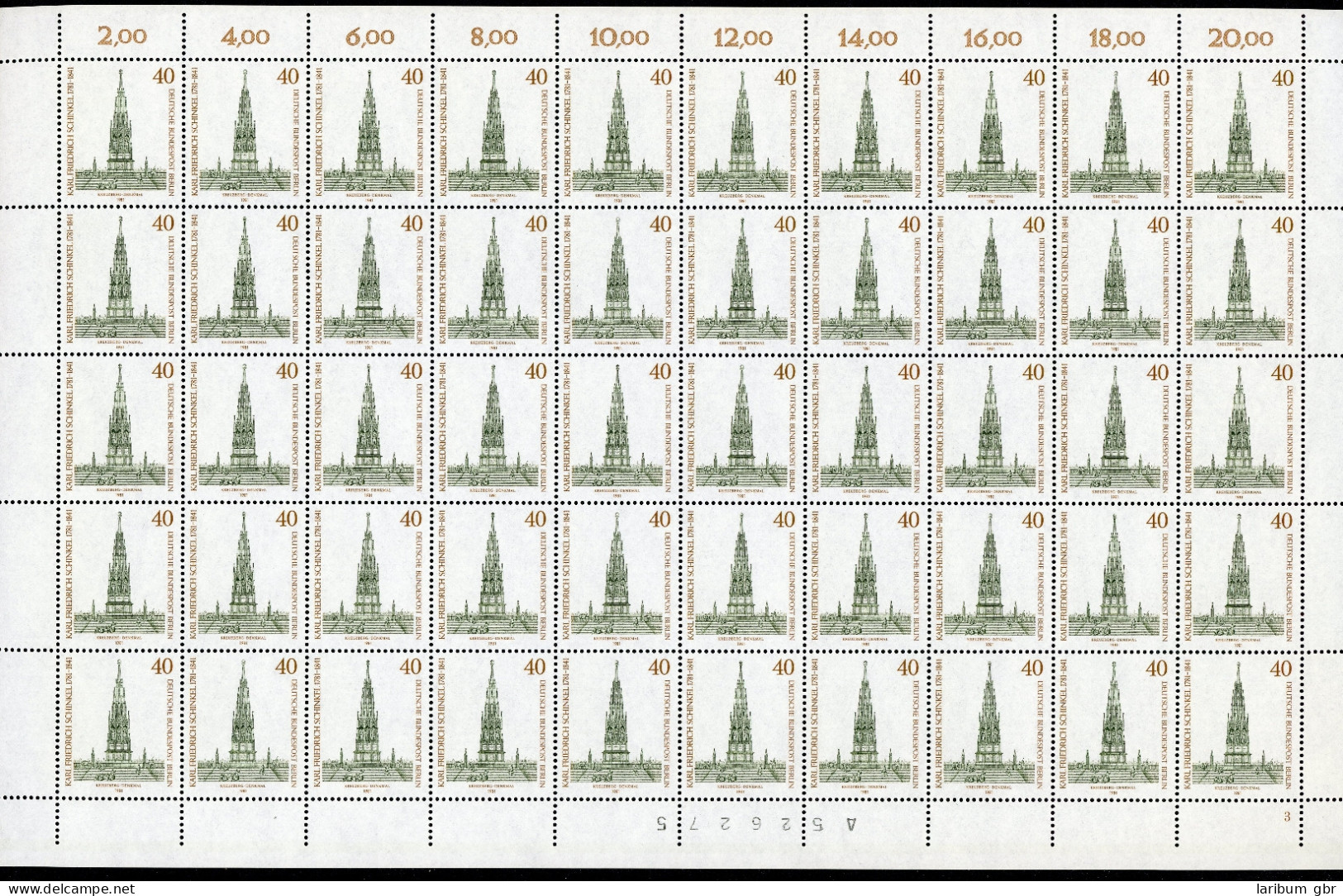 Berlin 50er Bogen 640 Postfrisch Formnummer 3 Bogenzählnummer #KA148 - Altri & Non Classificati