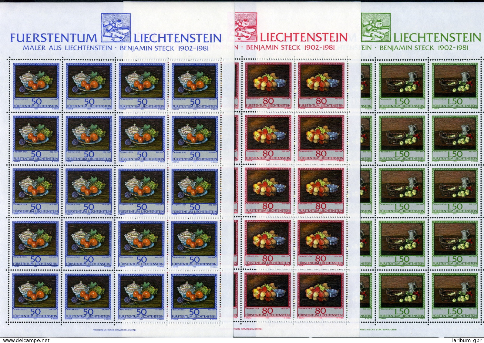 Liechtenstein Kleinbogen 990-992 Postfrisch Früchte #JE919 - Sonstige & Ohne Zuordnung