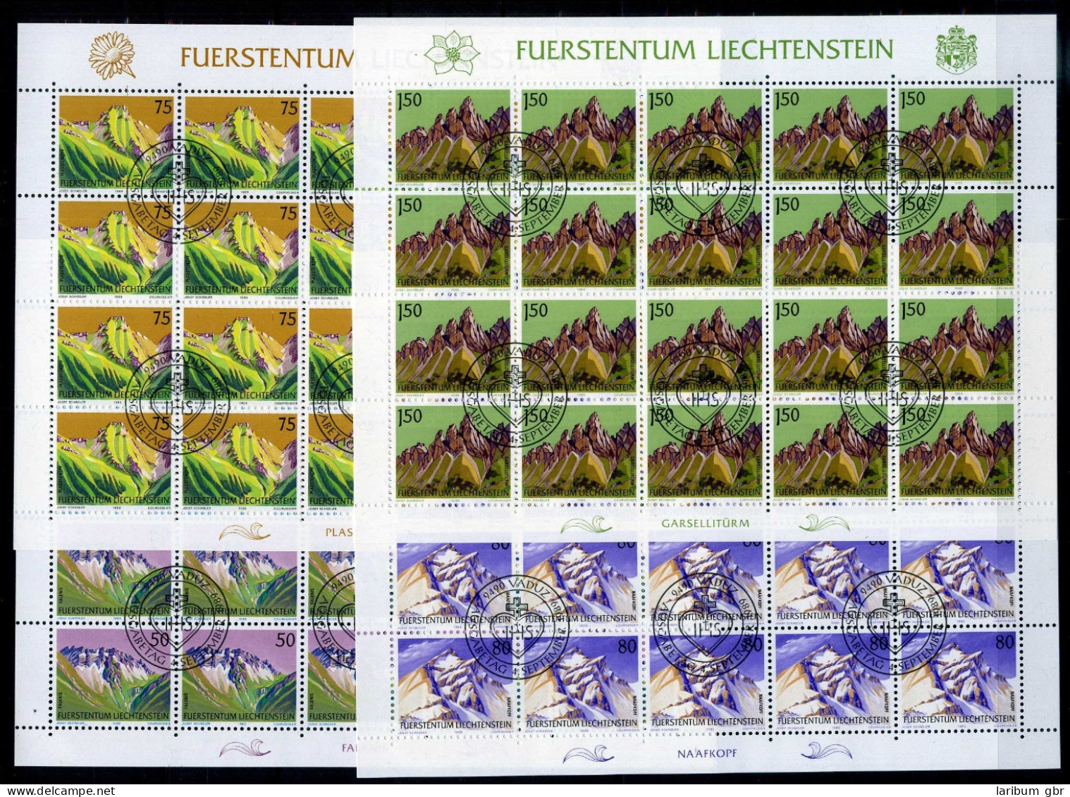 Liechtenstein Kleinbogen 974-977 Berge Ersttagssonderstempel #JG426 - Andere & Zonder Classificatie