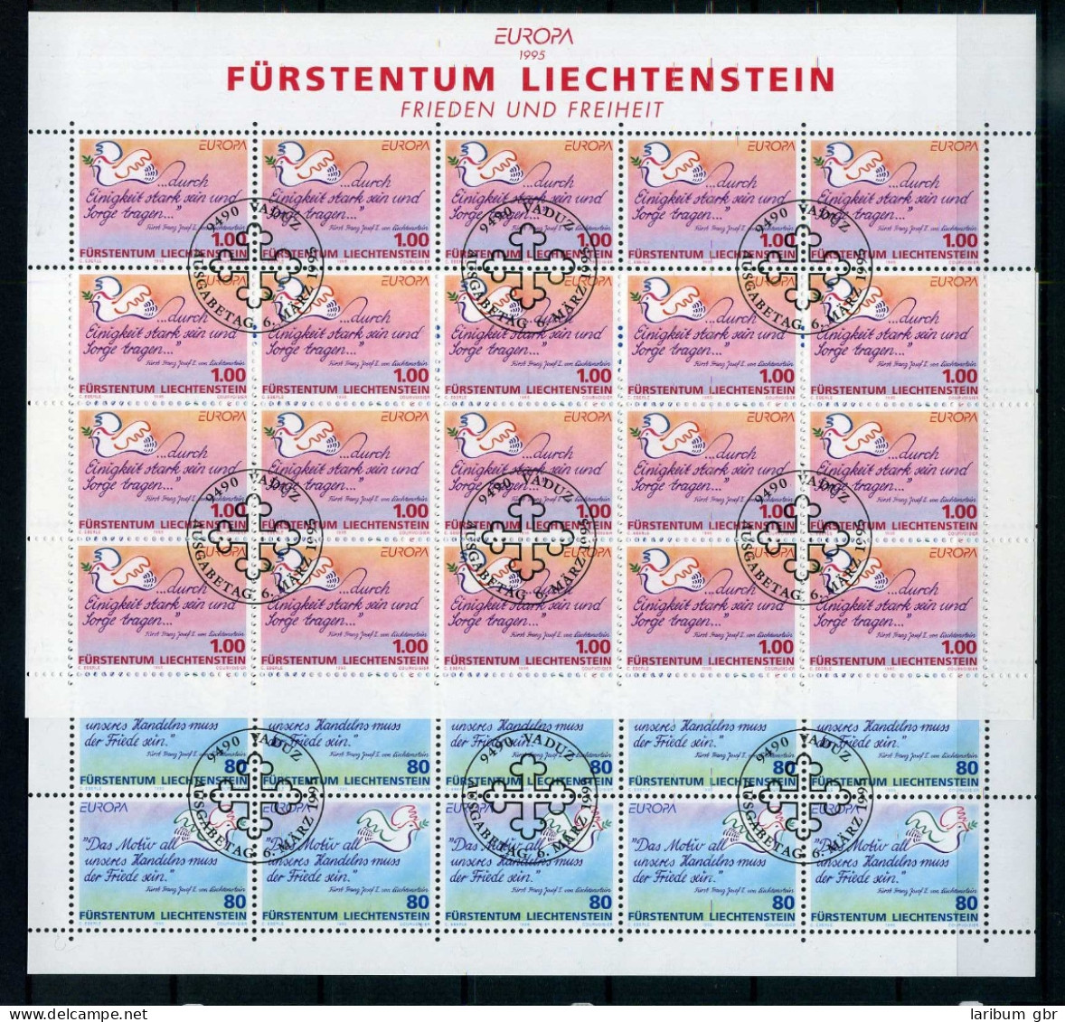 Liechtenstein Kleinbogen 1103-1104 Gestempelt CEPT #JG469 - Andere & Zonder Classificatie