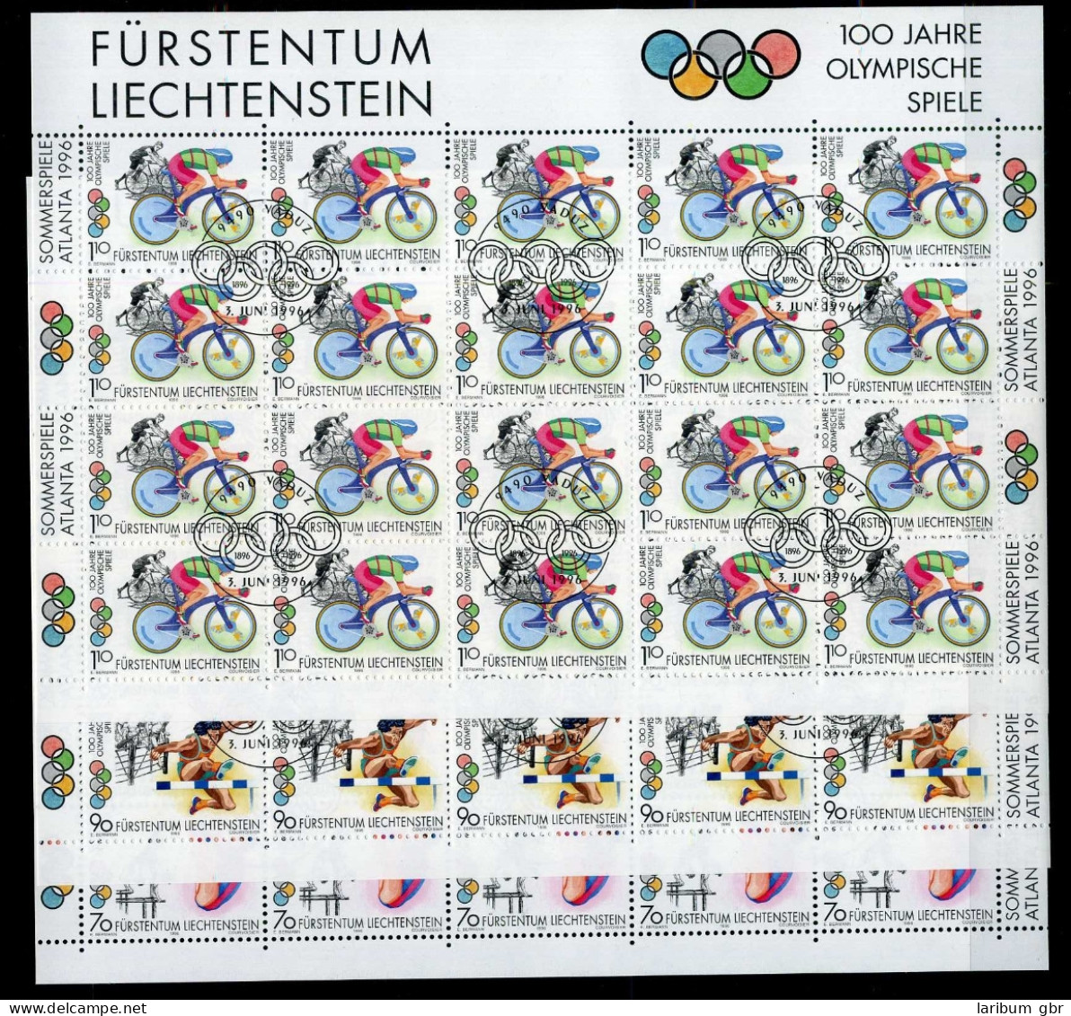 Liechtenstein KB 1129-1131 Olympiade 1996 Ersttagssonderstempel #JG477 - Andere & Zonder Classificatie