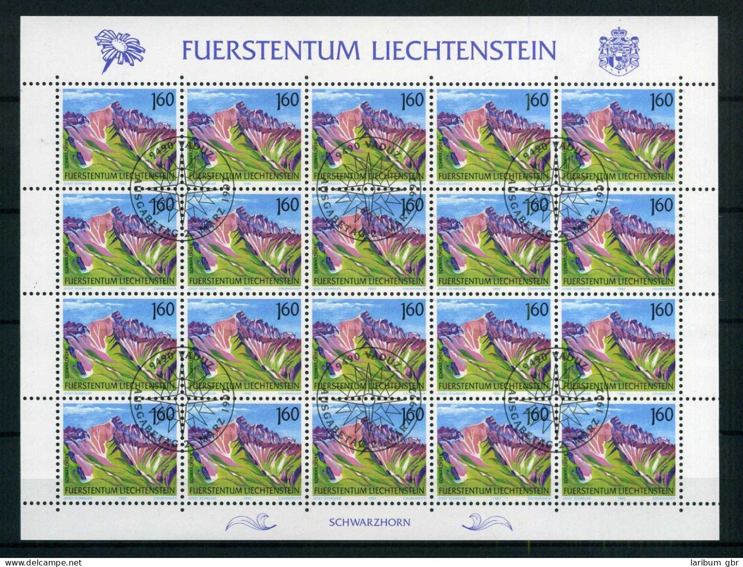 Liechtenstein Kleinbogen 1038 Berge Ersttagssonderstempel #JG447 - Andere & Zonder Classificatie