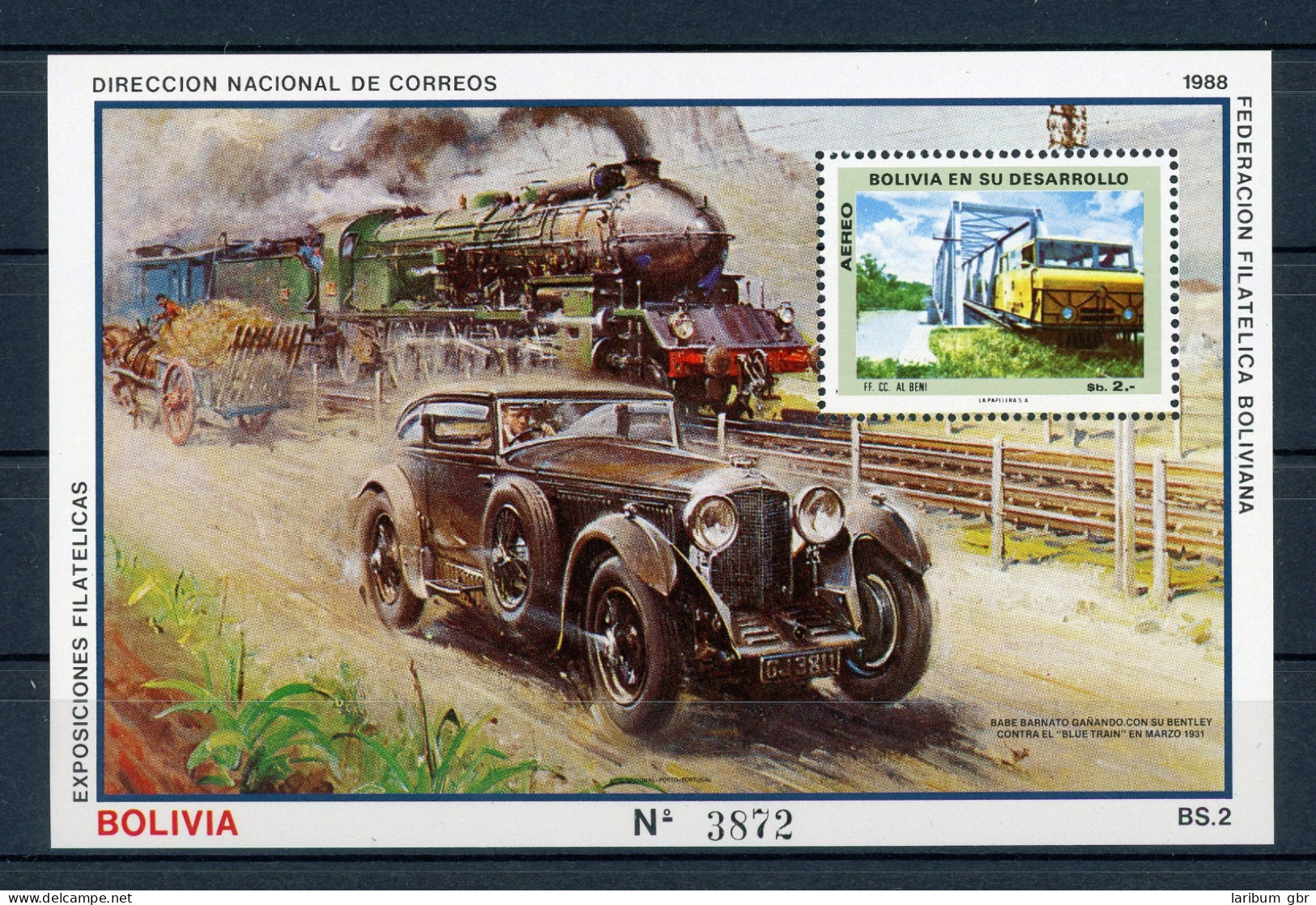 Bolivien Block 172 Postfrisch Eisenbahn #IU830 - Bolivie