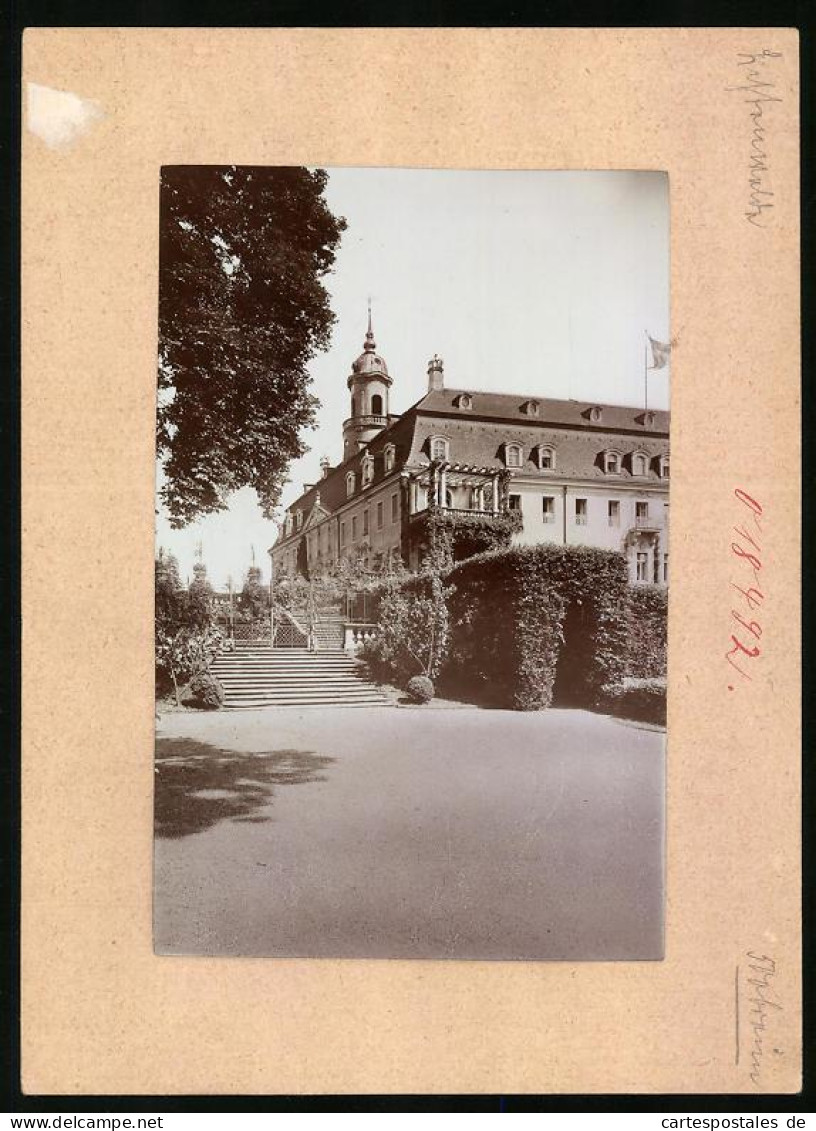 Fotografie Brück & Sohn Meissen, Ansicht Niederwiesa, Blick Auf Das Schloss Lichtenwalde Mit Treppenaufgang  - Places