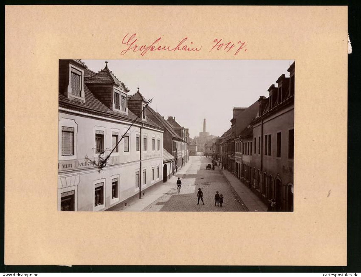 Fotografie Brück & Sohn Meissen, Ansicht Grossenhain, Blick In Die Schlossstrasse Mit Gasthof Zum Deutschen Haus, Ges  - Lugares