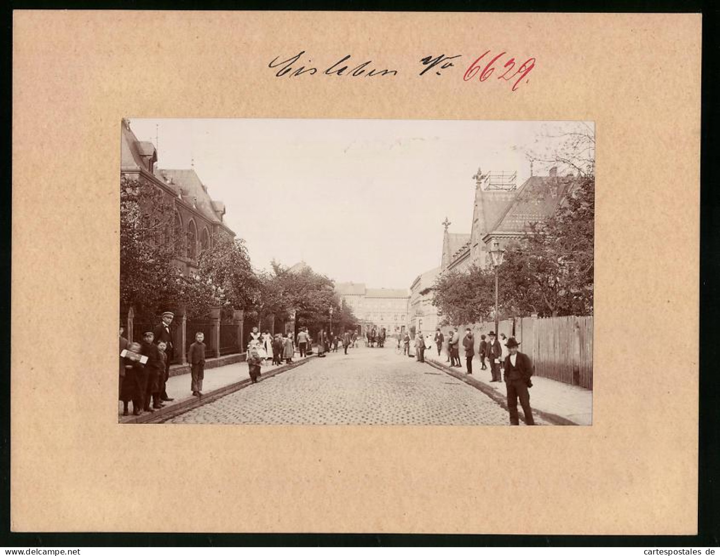 Fotografie Brück & Sohn Meissen, Ansicht Eisleben, Poststrasse Mit Kaisl. Postamt Und Gymnasium  - Lugares