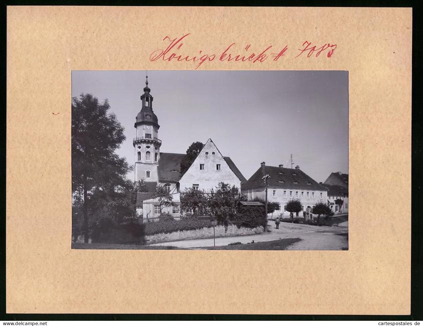 Fotografie Brück & Sohn Meissen, Ansicht Königsbrück, Blick Auf Die Kirche Mit Pfarre  - Orte