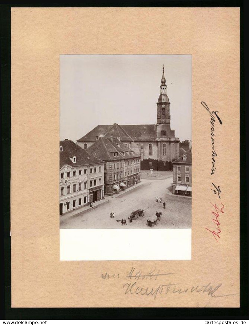 Fotografie Brück & Sohn Meissen, Ansicht Grossenhain, Blick Auf Hauptmarkt, Hotel Zum Goldenen Löwen, Germania Droge  - Orte