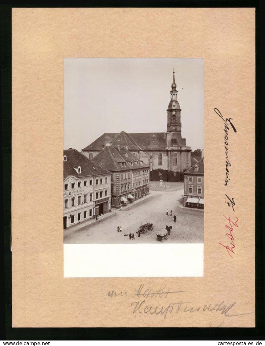 Fotografie Brück & Sohn Meissen, Ansicht Grossenhain, Blick Auf Hauptmarkt, Hotel Zum Goldenen Löwen, Germania Droge  - Places