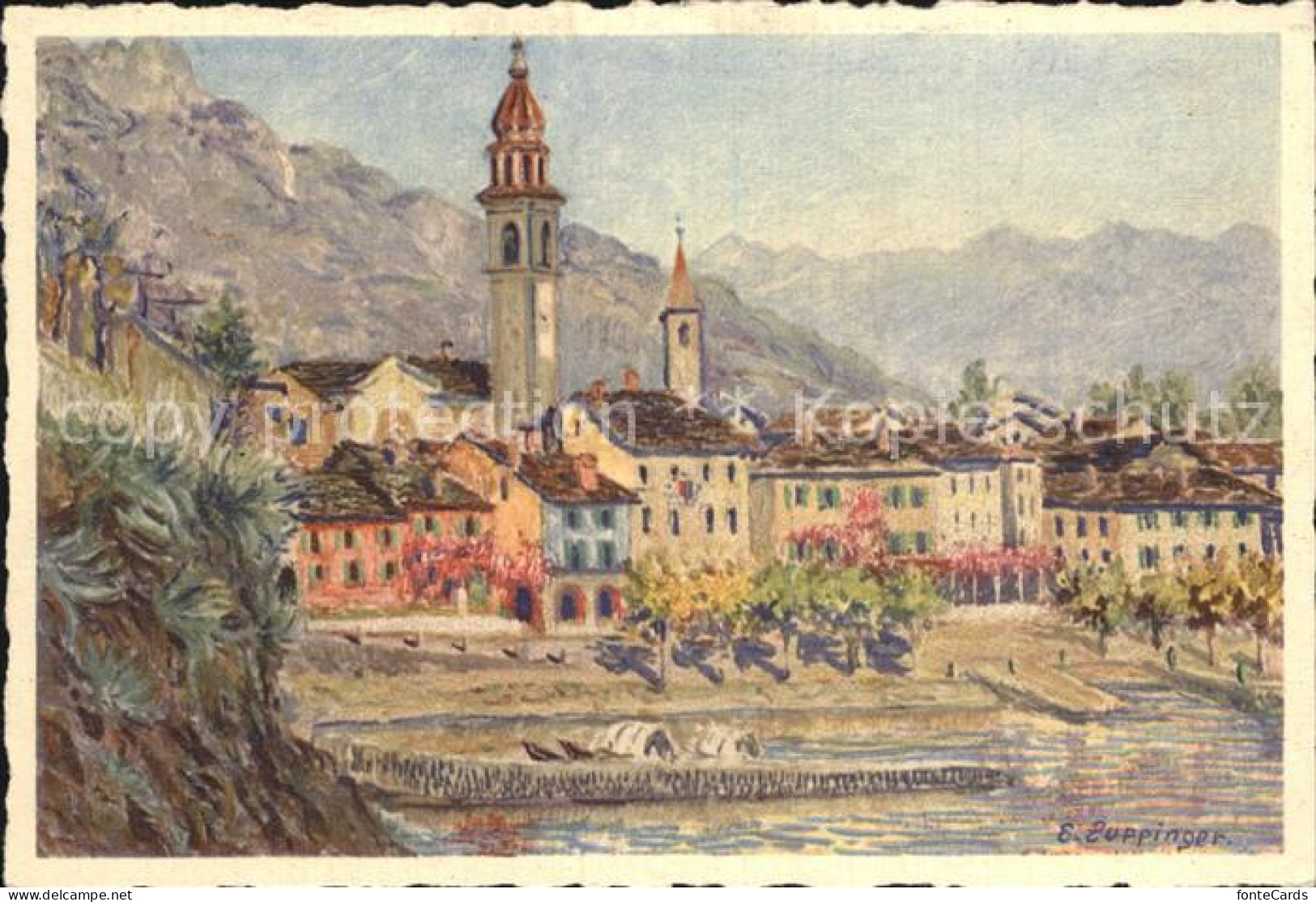 12474306 Ascona TI Kirche Kuenstlerkarte Ascona - Andere & Zonder Classificatie