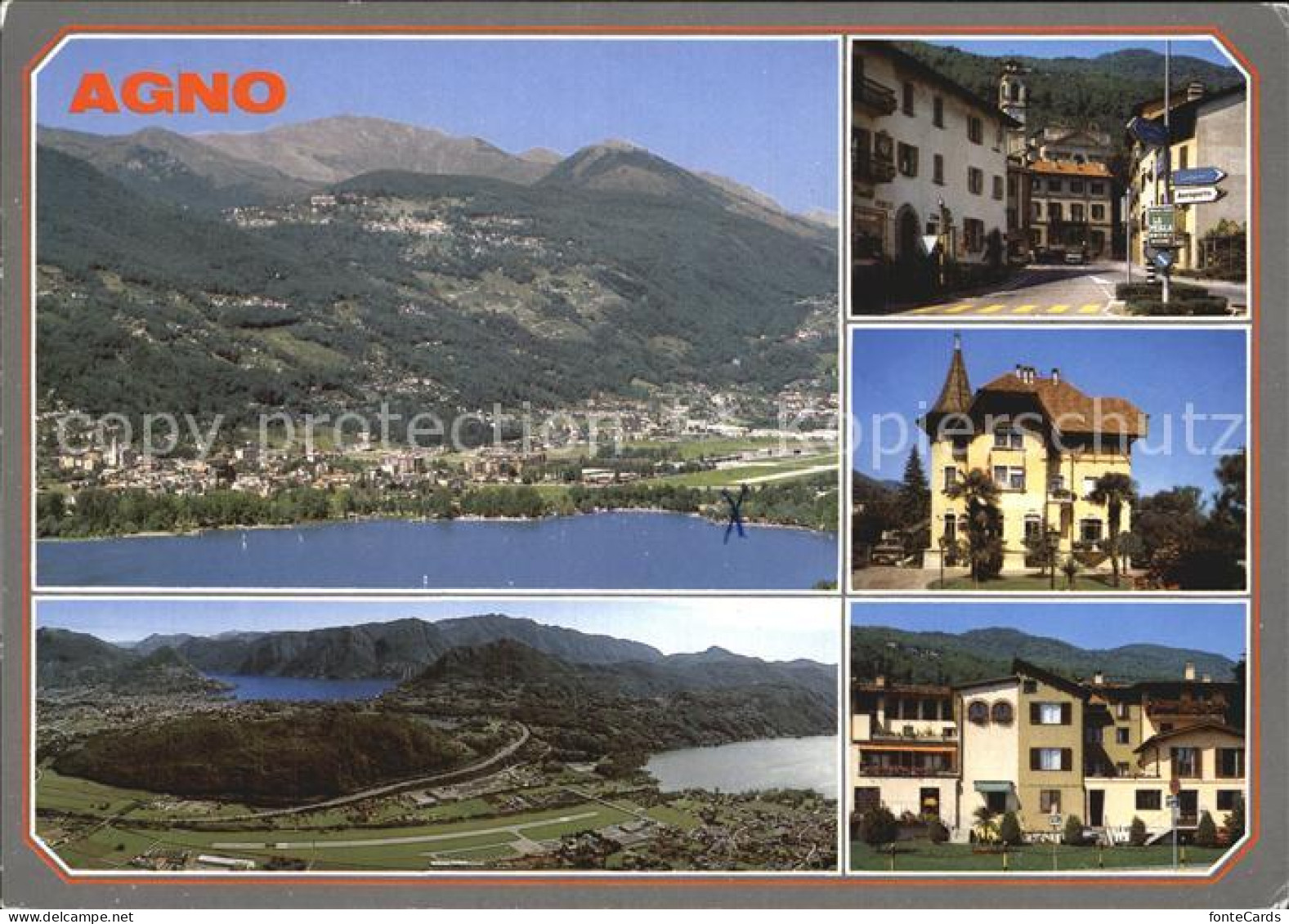 12466376 Agno Lago Di Lugano Panorama Fliegeraufnahme Dorfpartien Agno - Andere & Zonder Classificatie