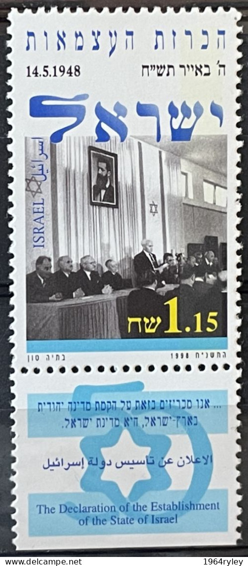 ISRAEL - MNH** - 1998 -  # 1462 - Unused Stamps (with Tabs)