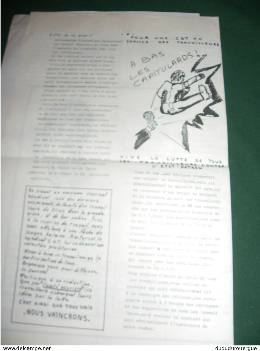 PROPAGANDE  1968 : L UNITE OUVRIERE , JOURNAL SYNDICALISTE PROLETARIEN REDIGE PAR DES MILITANTS CGT DE RENAULT - FLINS - Politica