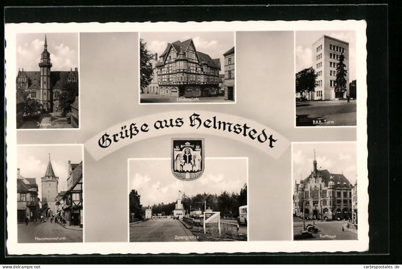 AK Helmstedt, Lindenplatz, Zonengrenze, Rathaus  - Helmstedt
