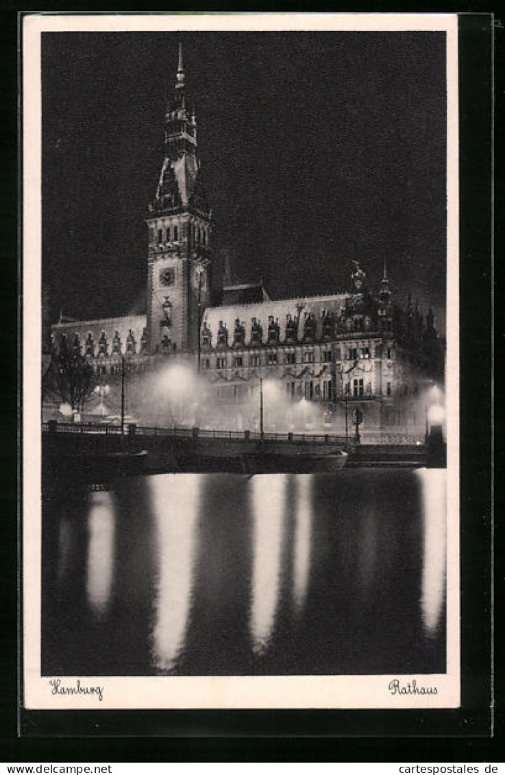 AK Hamburg, Rathaus Bei Nacht  - Mitte