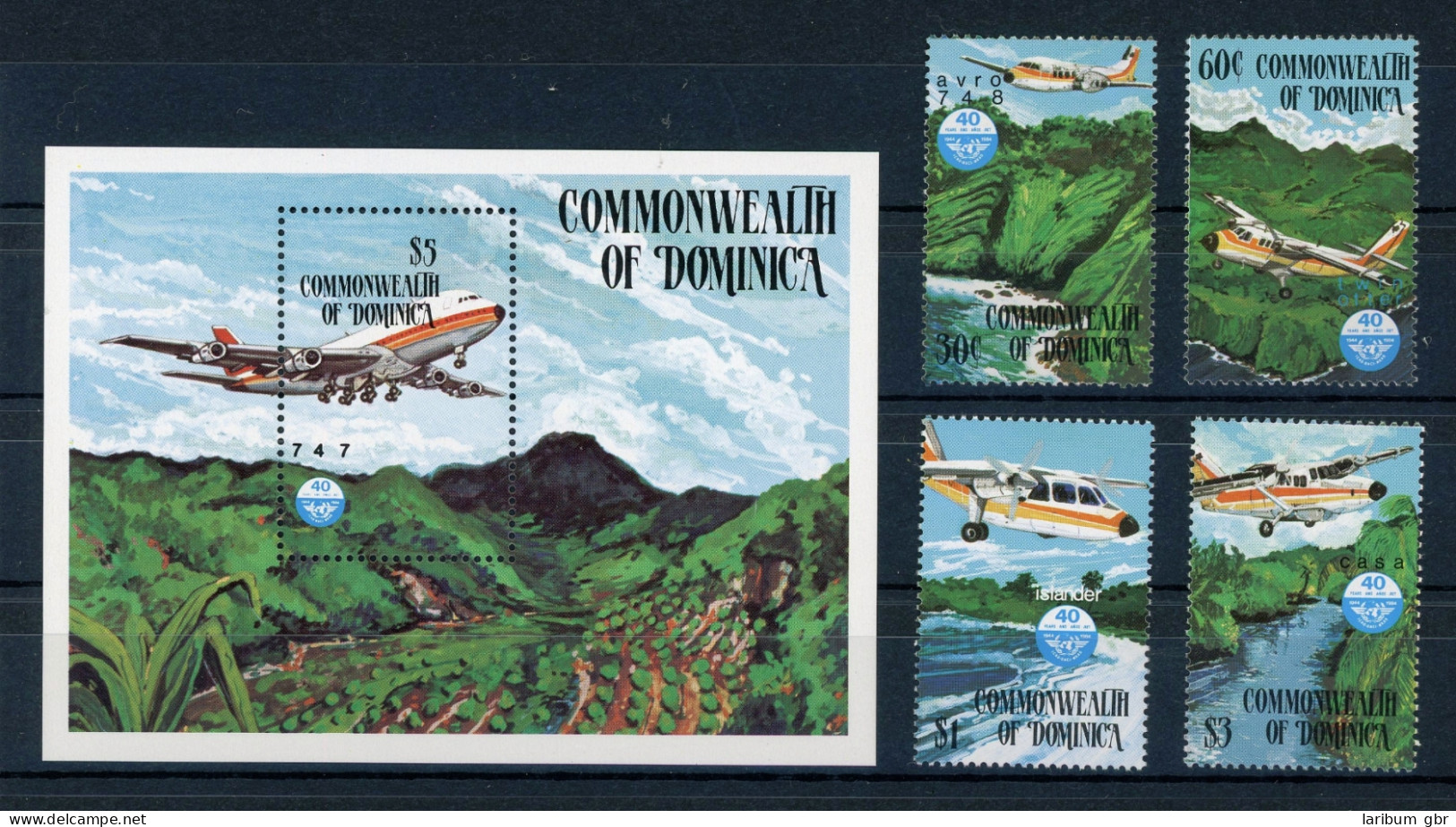 Dominica 889-892 + Block 94 Postfrisch Flugzeuge #GI011 - Dominica (1978-...)