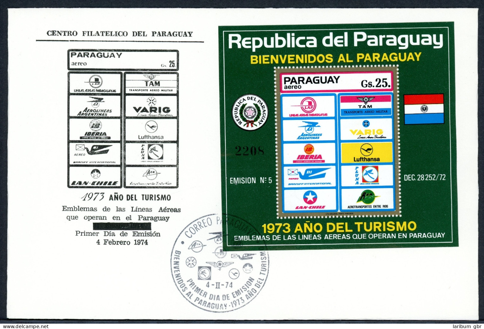 Paraguay Block 217 Lufthansa Ersttagesbrief/FDC #GI191 - Paraguay