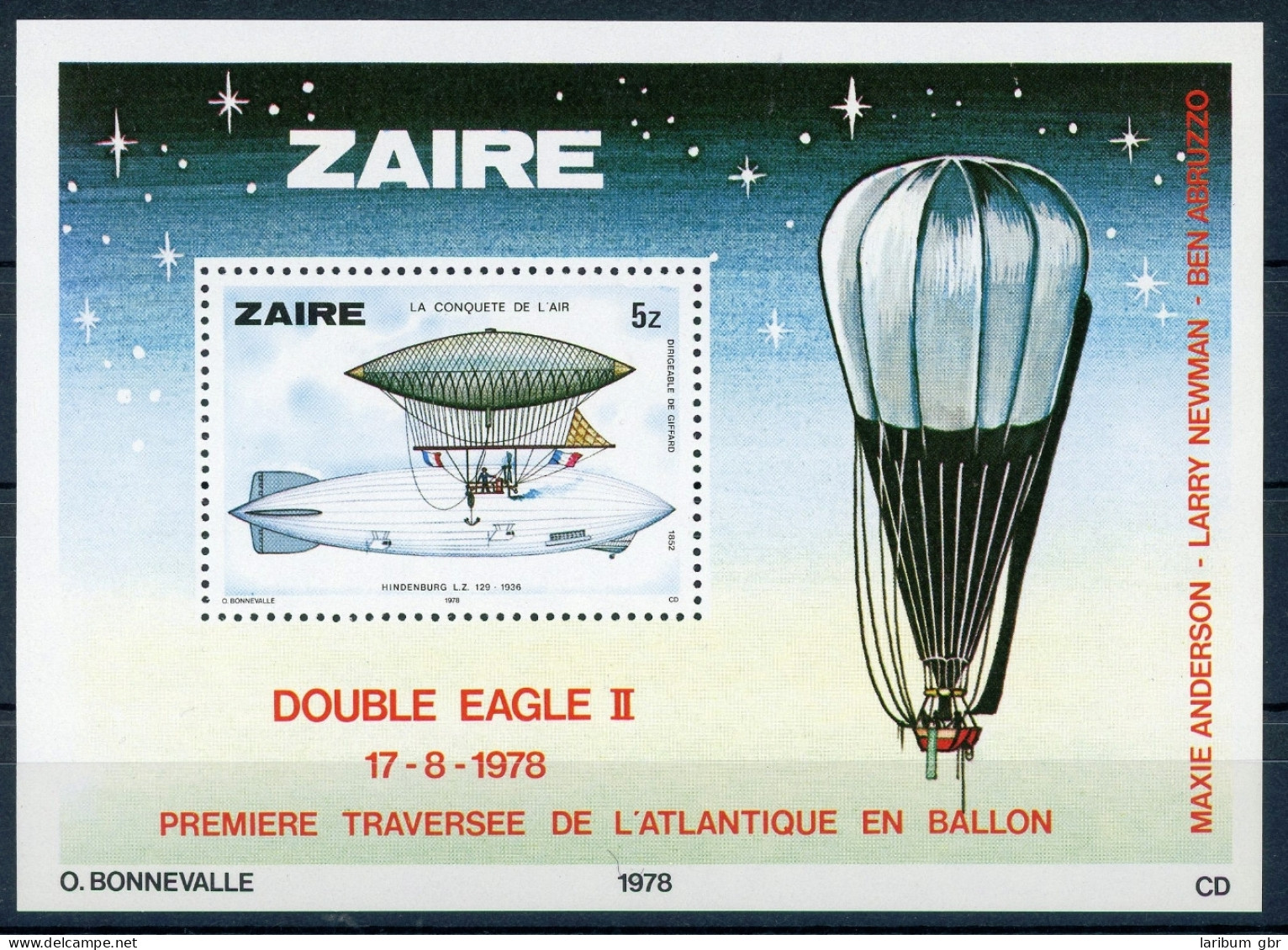 Zaire (Kongo) Block 22 Postfrisch Zeppelin #GI049 - Altri & Non Classificati