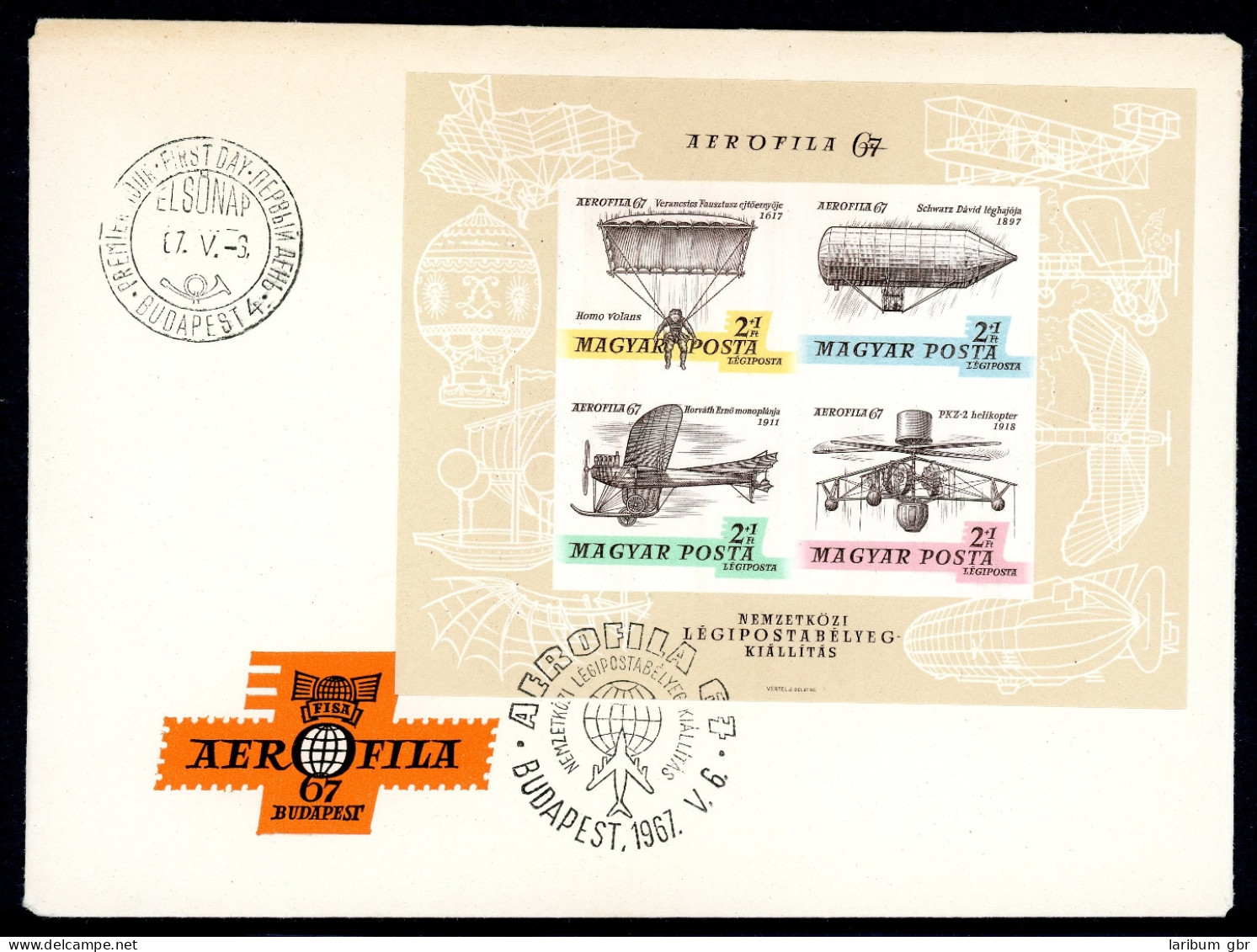 Ungarn Block 57 B Flugzeug Ersttagesbrief/FDC #GI174 - Other & Unclassified