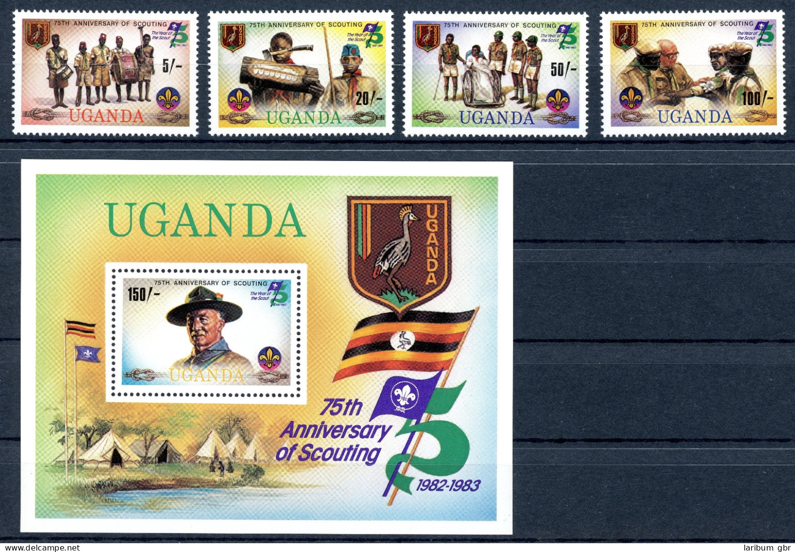 Uganda 338-341 + Block 36 Postfrisch Pfadfinder #IU882 - Ouganda (1962-...)