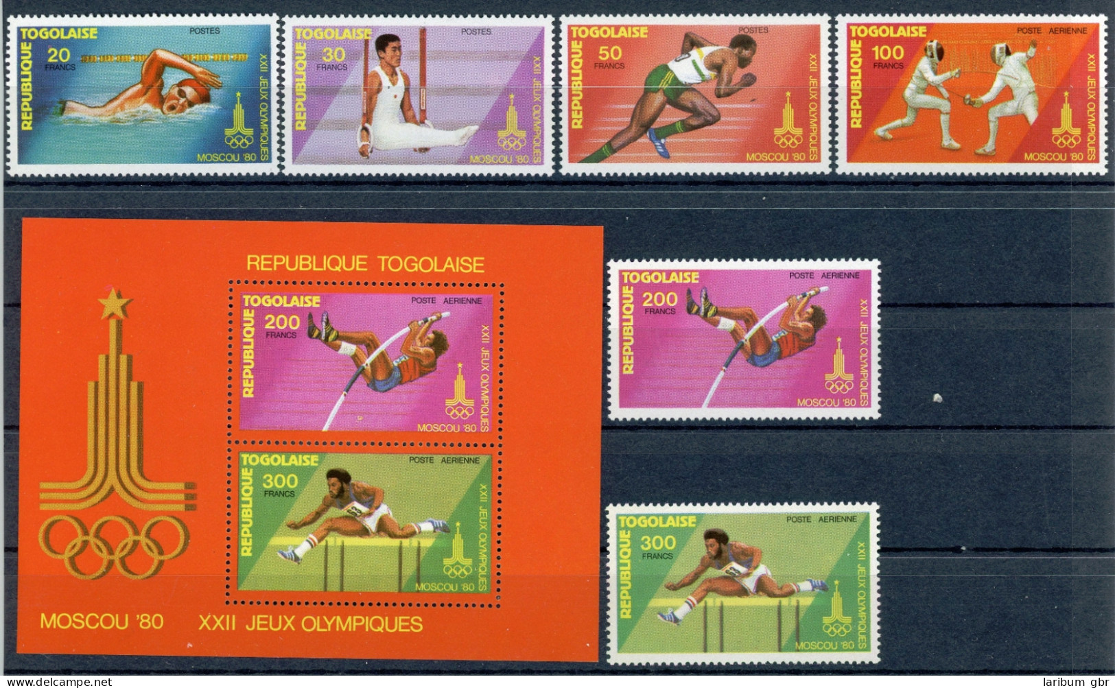 Togo 1422-1427 A + Block 154 A Postfrisch Olympiade 1980 #JG754 - Togo (1960-...)