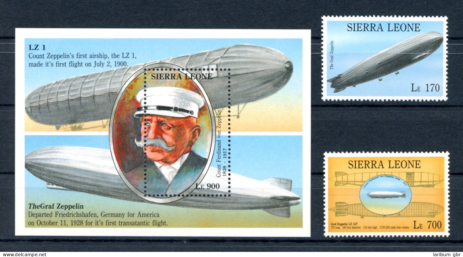 Sierra Leone 1958-1959 + Block 214 Postfrisch Zeppelin #GO508 - Sierra Leone (1961-...)