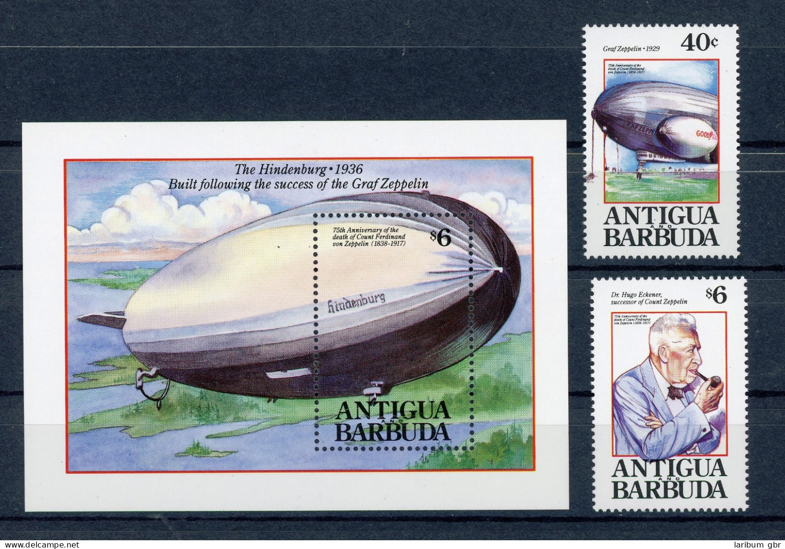 Antigua Und Barbuda 1700-1701 + Block 246 Postfrisch Zeppelin #GI025 - Antigua Y Barbuda (1981-...)