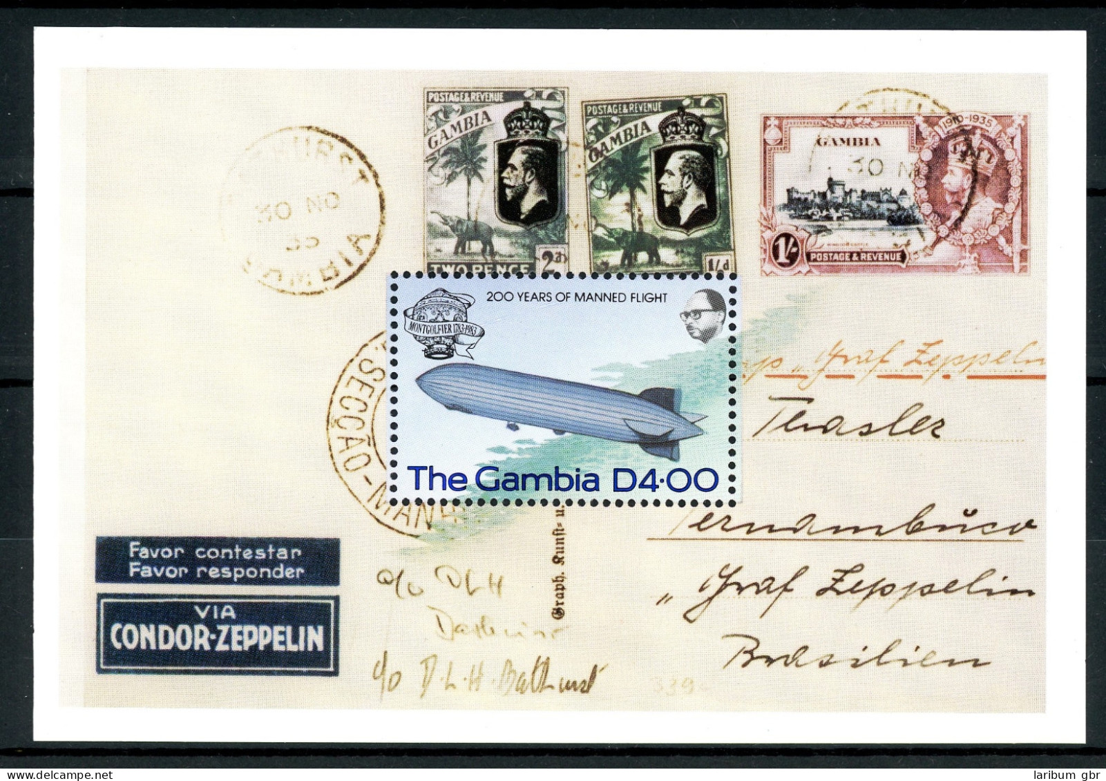 Gambia H-Blatt 495 Postfrisch Zeppelin #GO547 - Gambie (1965-...)