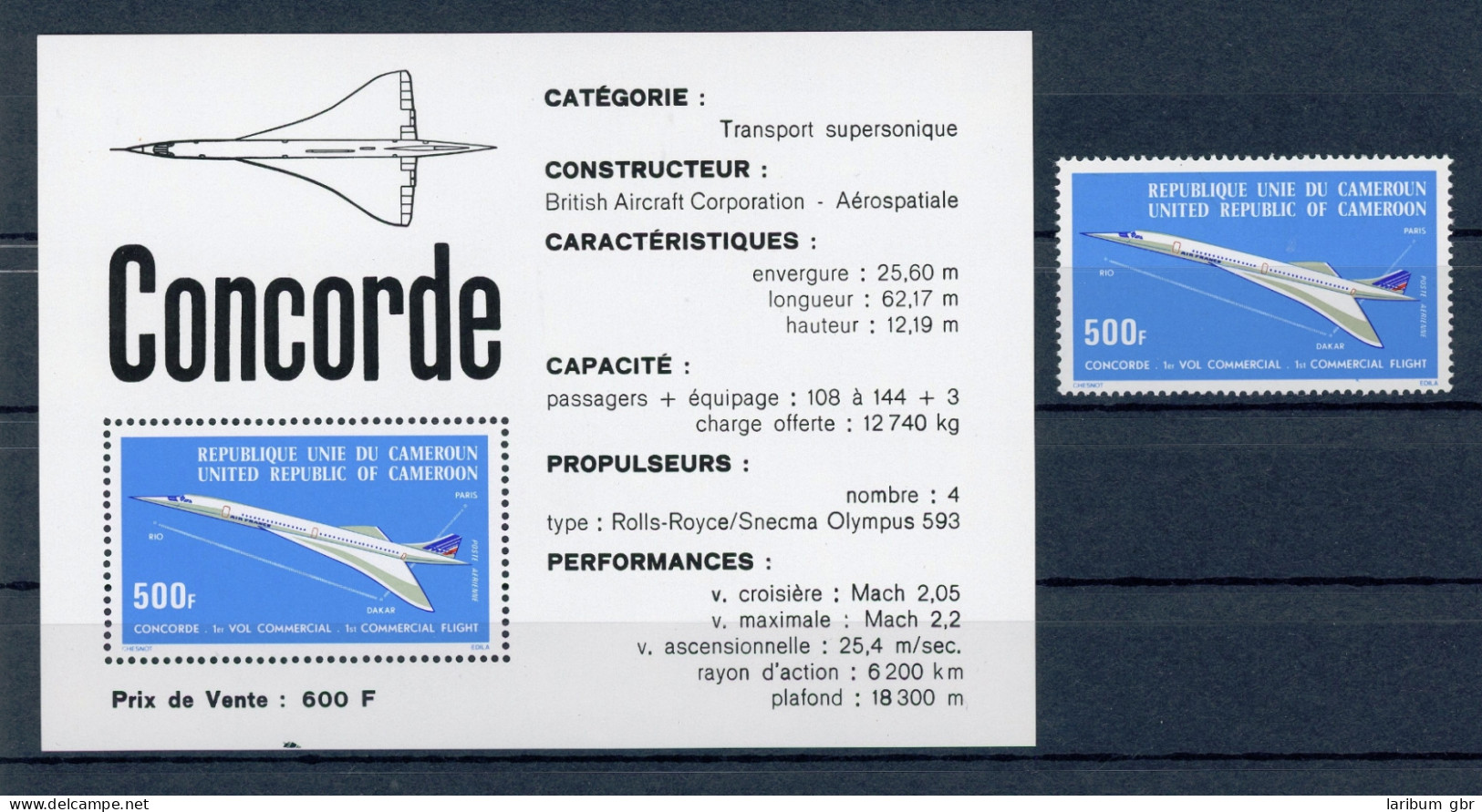 Kamerun 818 + Block 10 Postfrisch Concorde #GI084 - Kamerun (1960-...)