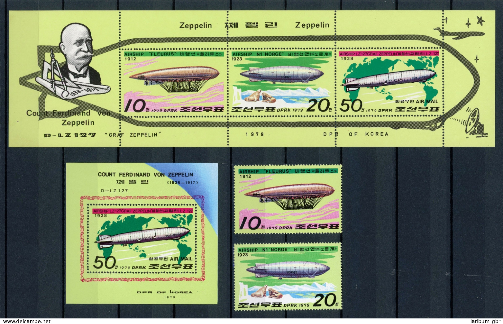 Korea Nord 1816-1817 + KB + Block 55 Postfrisch Zeppelin #GI562 - Corée (...-1945)