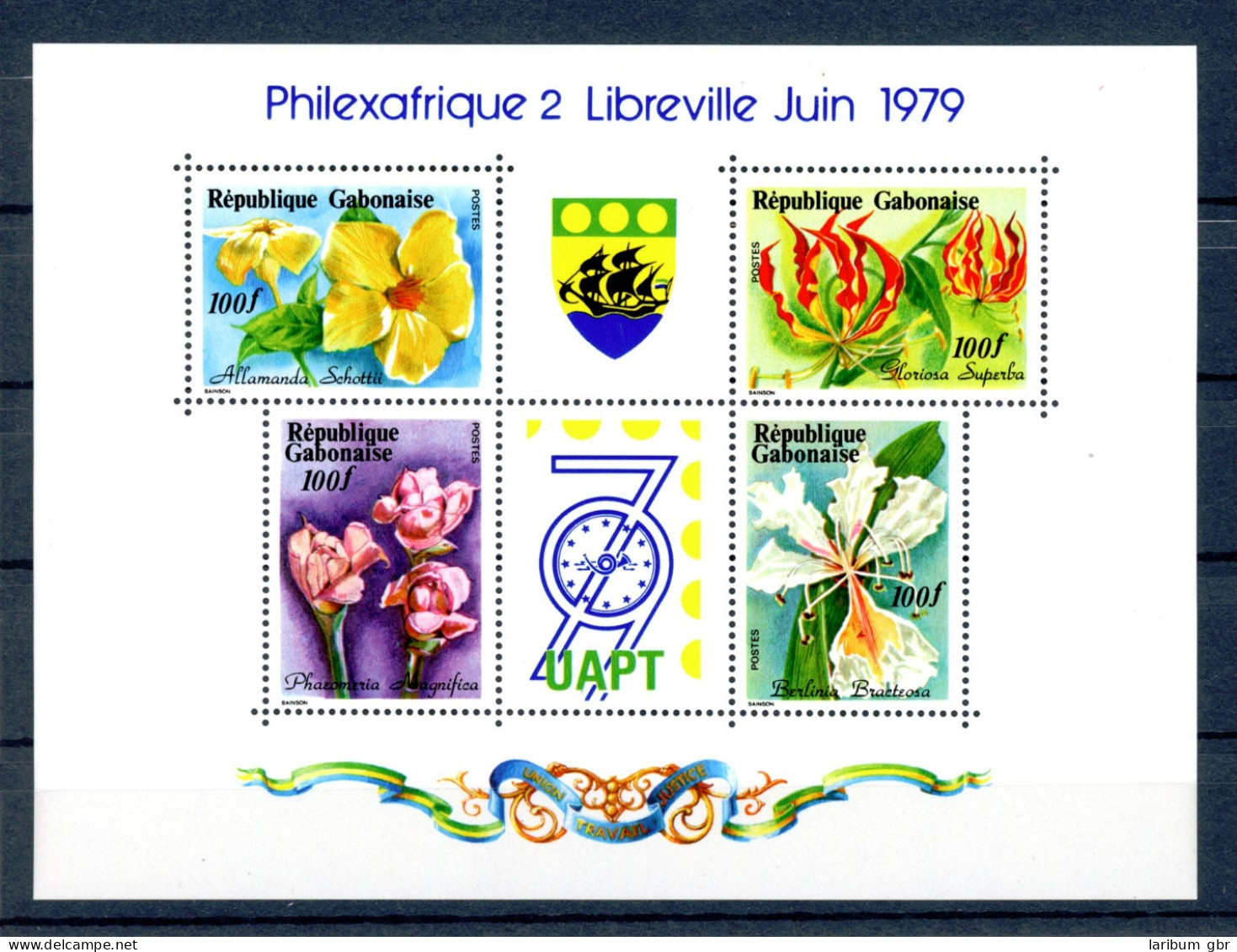 Gabun Block 37 Postfrisch Blumen #IF377 - Gabon (1960-...)