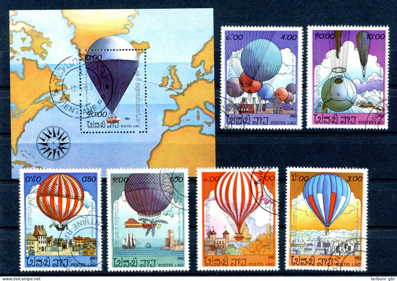 Laos 647-652 + Block 94 Gestempelt Ballonfahrt #GI096 - Laos