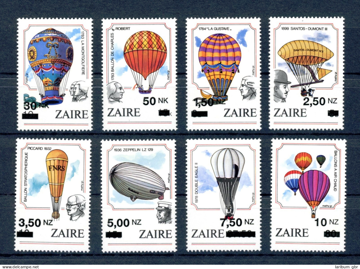 Zaire (Kongo) 1089-96 Postfrisch Zeppelin #GO517 - Sonstige & Ohne Zuordnung