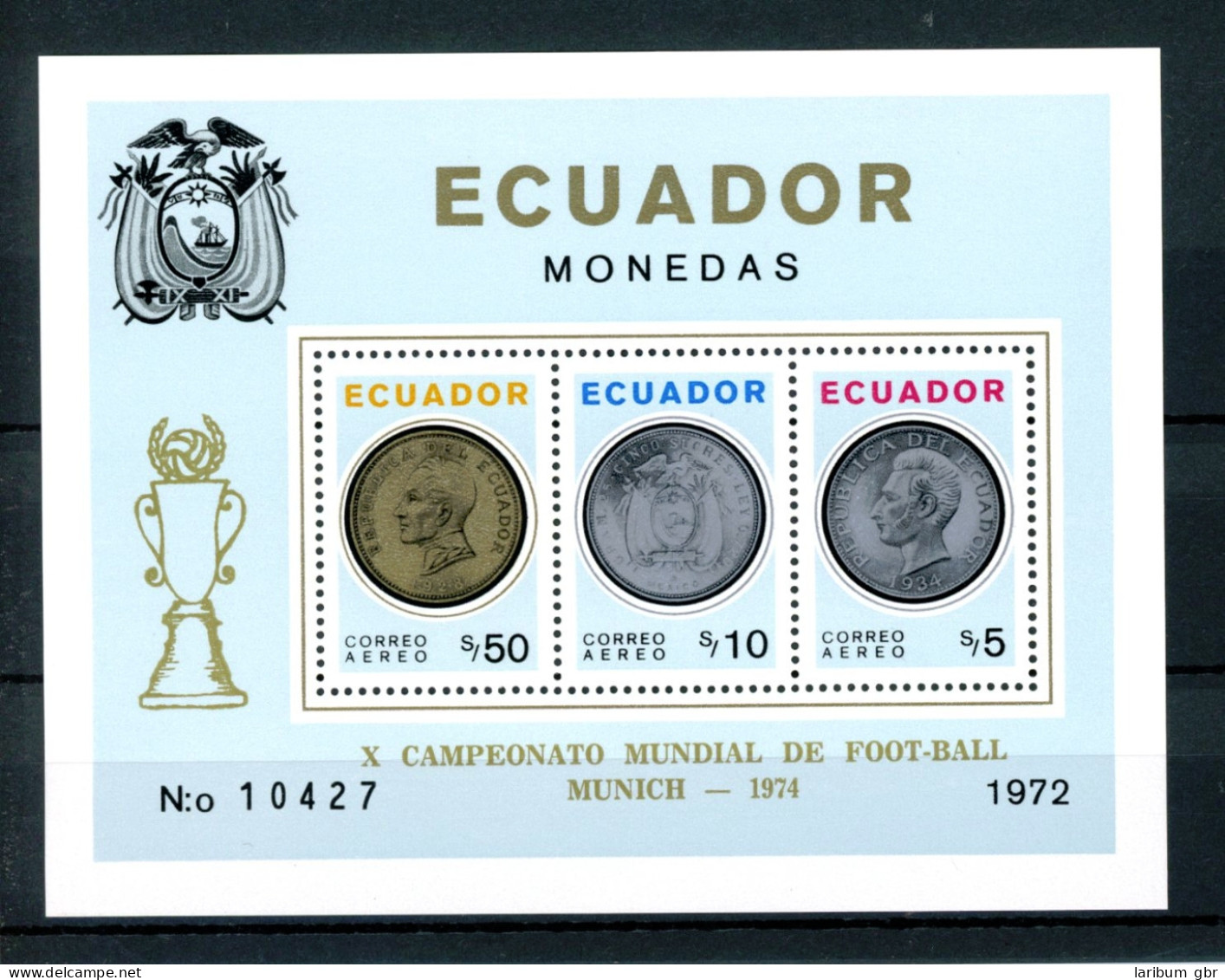 Ecuador Block 62 A Postfrisch Fußball WM 1974 #GE597 - Equateur