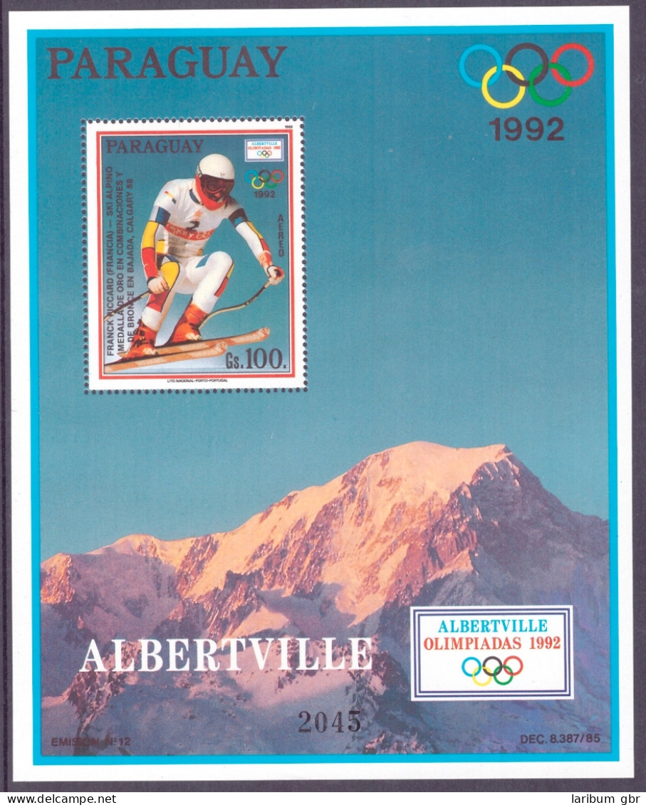 Paraguay Block 469 Postfrisch Olympiade 1992 Albertville #HL159 - Paraguay