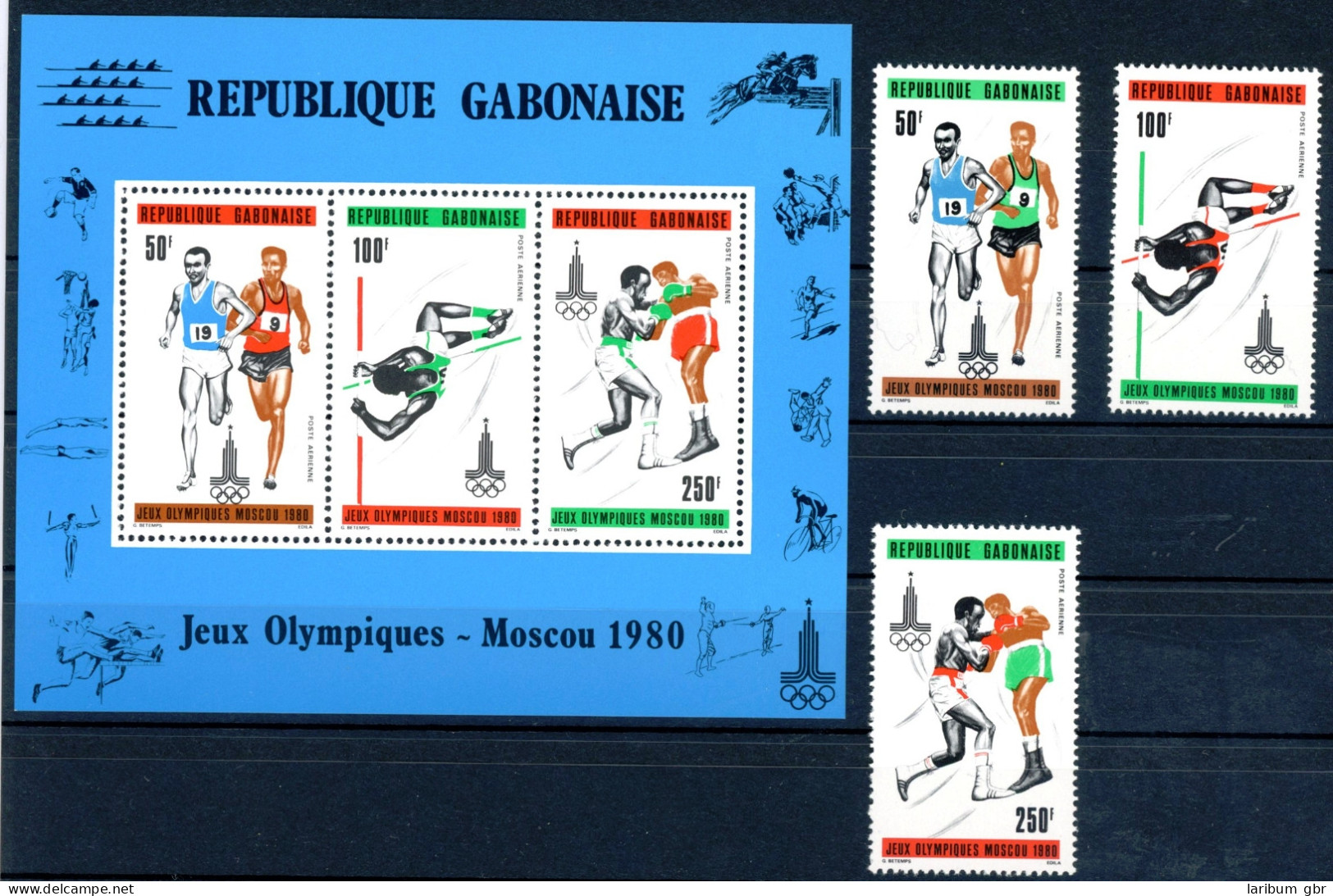 Gabun 733-738 + Bl 39 Postfrisch Olympia #HL104 - Gabon (1960-...)