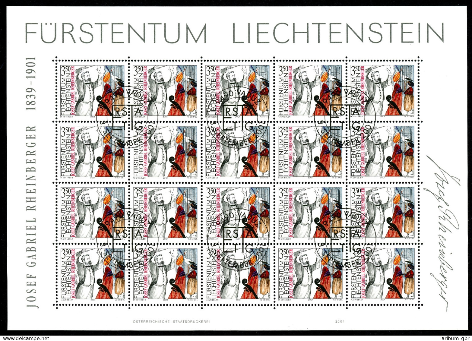 Liechtenstein Kleinbogen 1274 Rheinberger Ersttagssonderstempel #JG506 - Andere & Zonder Classificatie