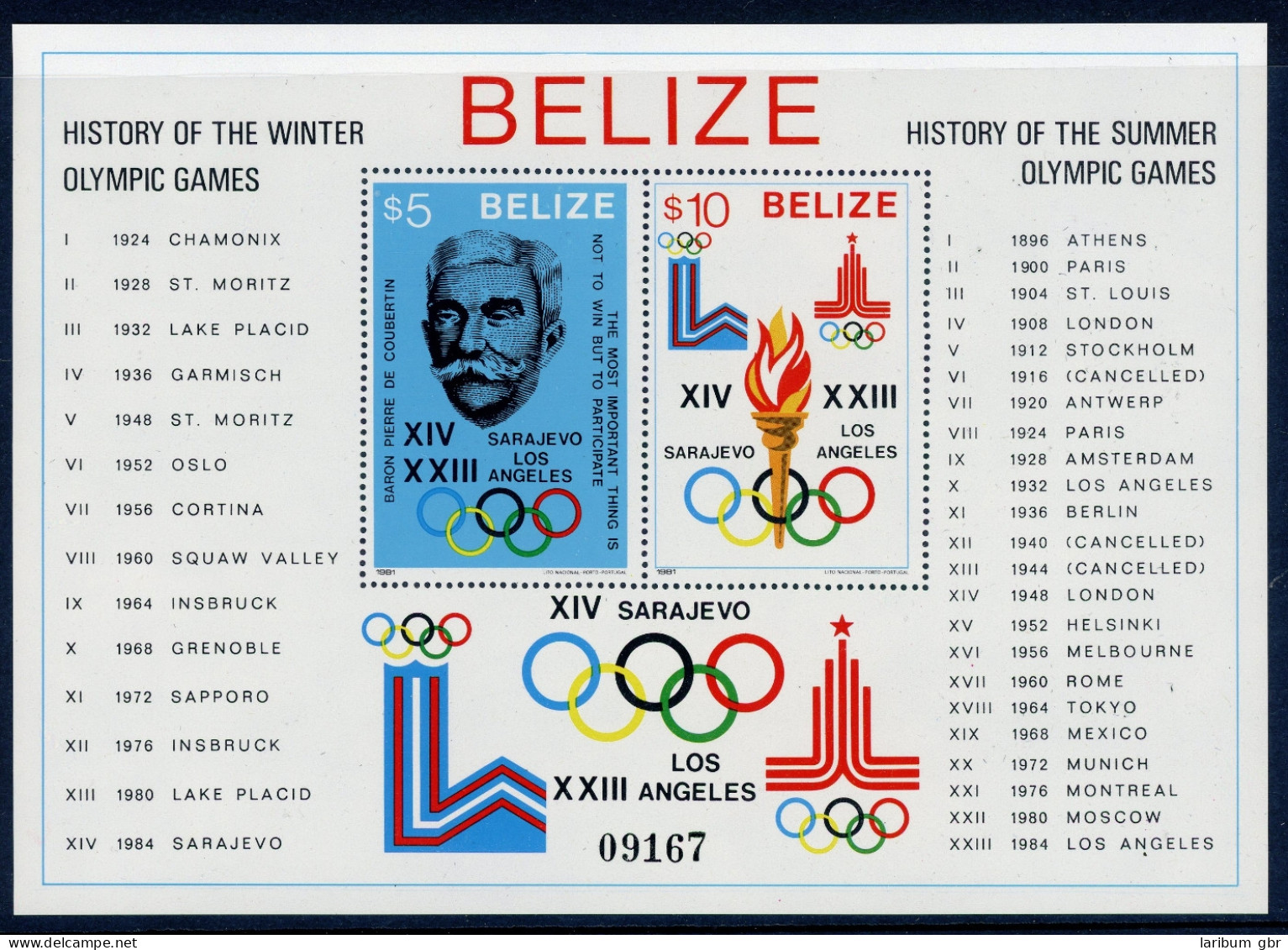 Belize Block 36 Postfrisch Olympia 1984 #HL269 - Belize (1973-...)