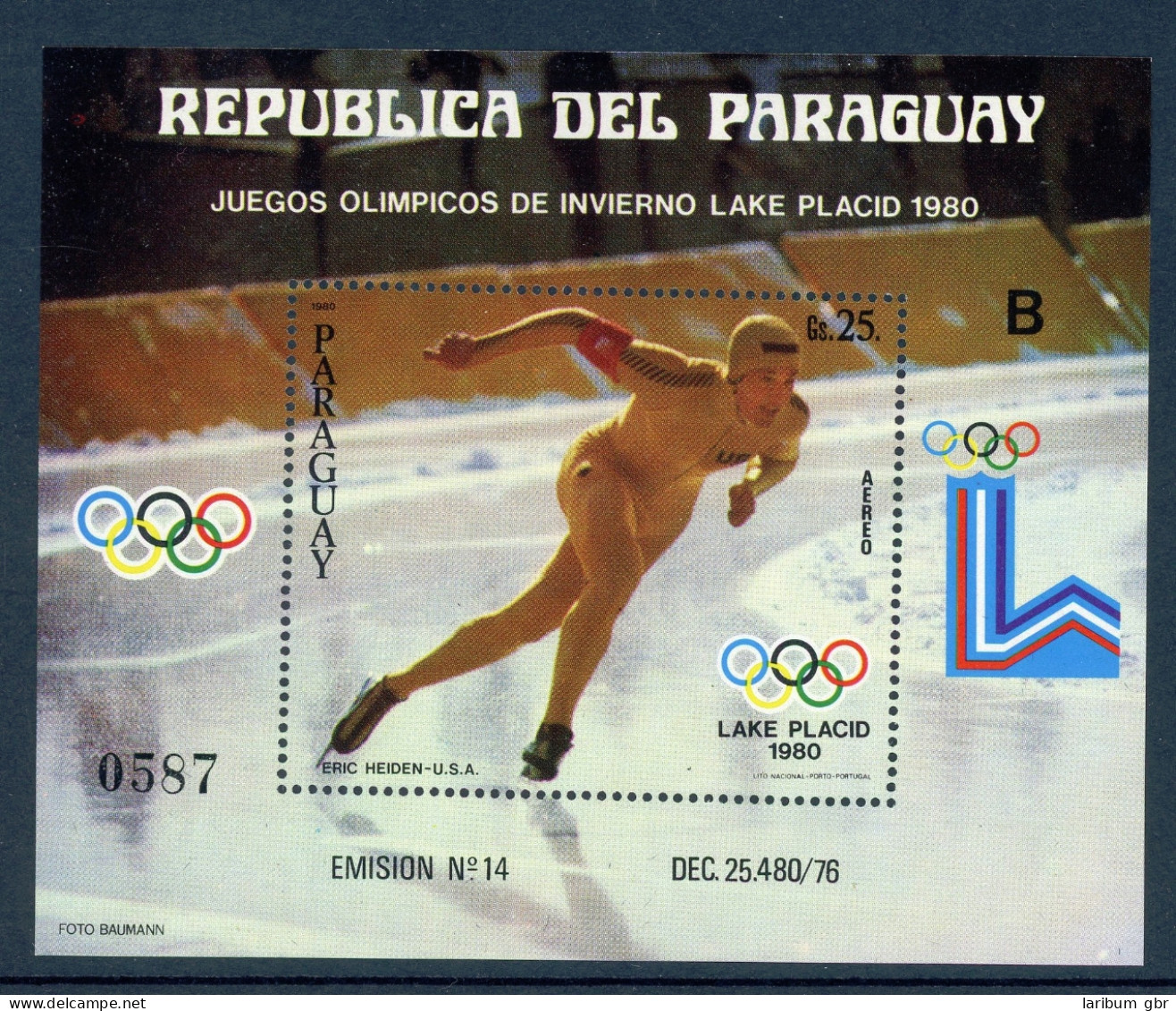 Paraguay Block 352 Postfrisch Olympia 1980 Lake Placid #HL225 - Paraguay